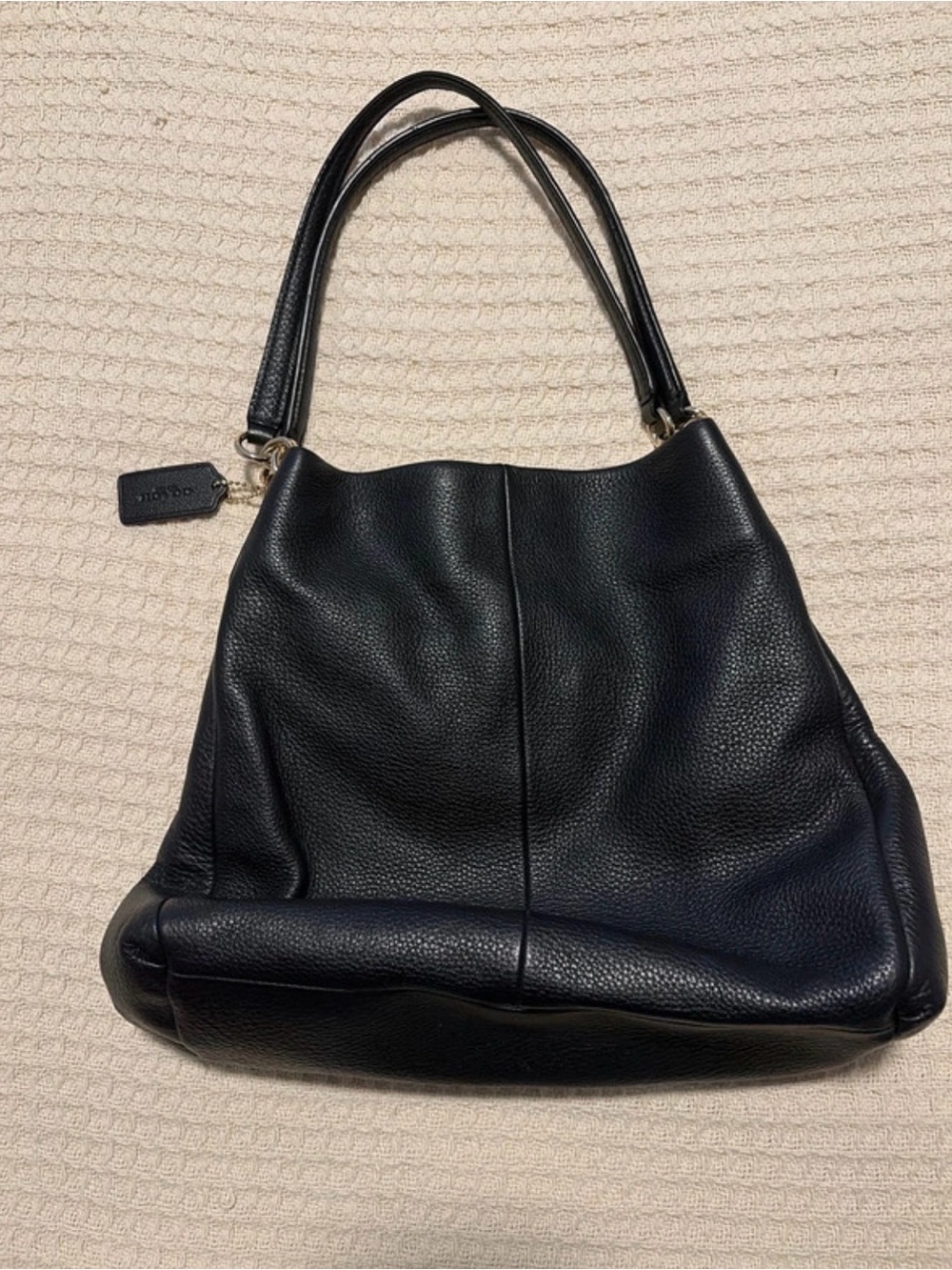 Coach Black Pebbled Leather Double-Handle Shoulder Bag